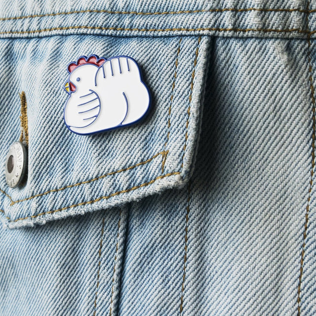 Guess what chicken butt... soft enamel pin of chicken in roosting position rear facing - Guess What Pin