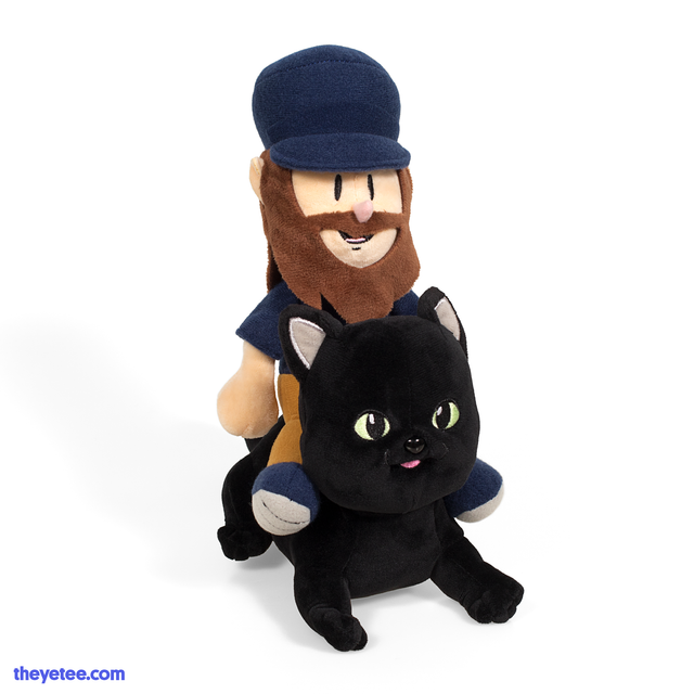 2 piece plush set of Smooth Mcgroove in blue shirt and hat and cat black cat Charl - Smooth & Charl Plush Set