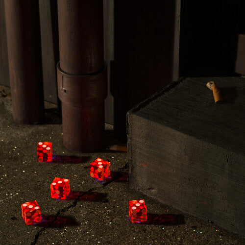 Five Dice, All Threes (Red/ Orange Splatter)