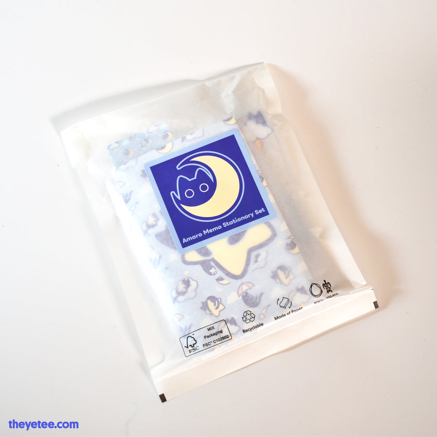 Amaro Memo Stationery Set | Amore Momo stationery set packaging with visible branding on a white background