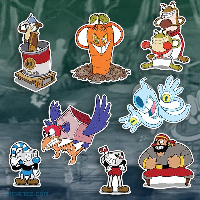 8 of Werner Werman, Chauncey Chantenay, Ribby and Croaks, Wally Warbles, Phantom Express, Captain Brineybeard and Cup Bros. - Cuphead Stickers