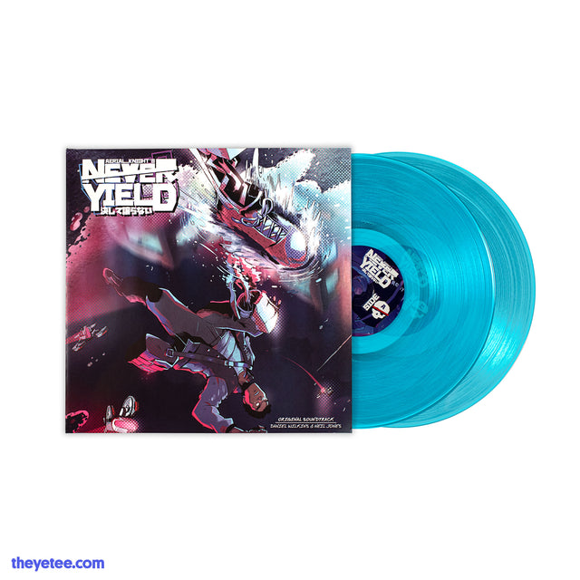 Aerial Knight's Never Yield Soundtrack Album cover with 2 blue vinyl records - Aerial_Knight's Never Yield Soundtrack (2xLP)