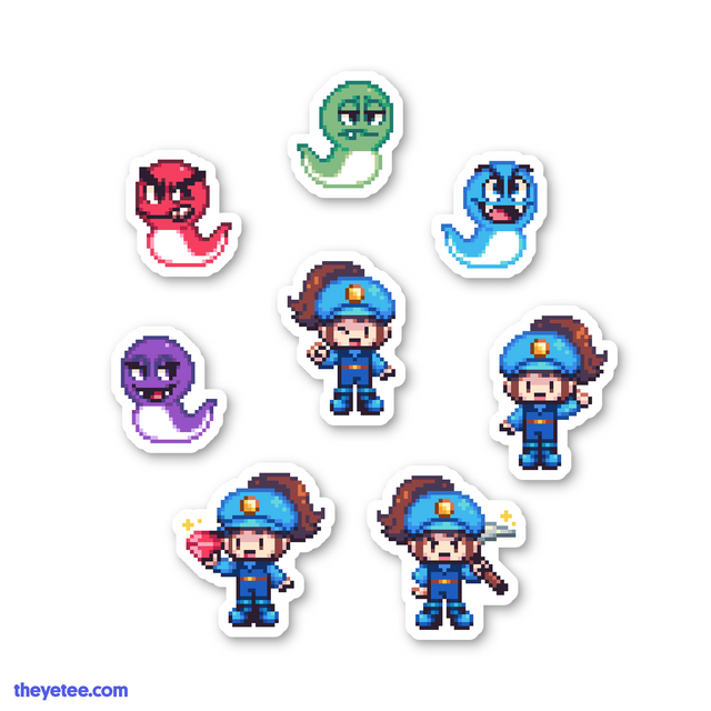 8 vinyl character stickers in pixel style - Annalynn Character Pack
