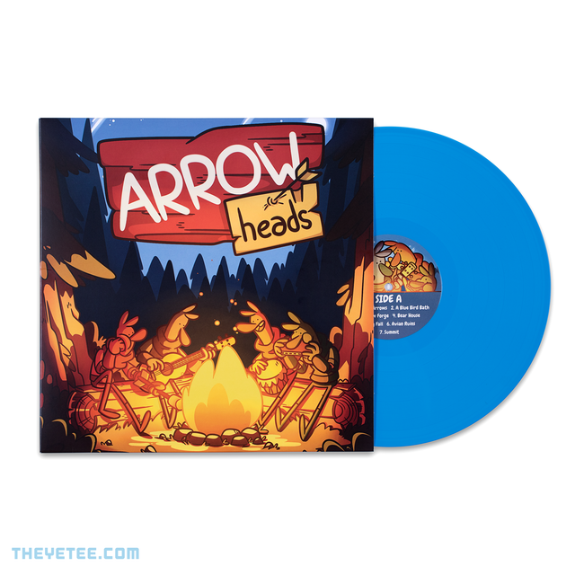 Side by side photo of the sleeve and vinyl. Vinyl pressed on solid sky blue wax. - Arrow Heads