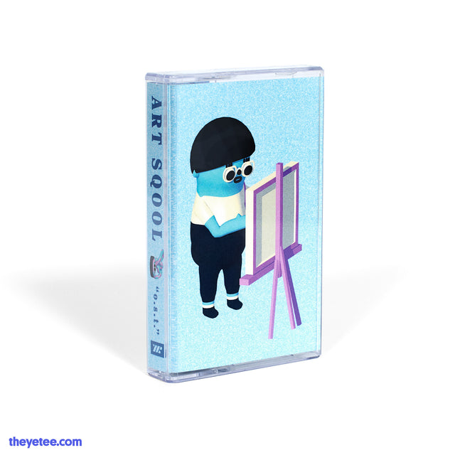 Cassette artwork shows Froshmin painting on a canvas that's resting on a purple easel. I wonder what they're painting. - Art Sqool Cassette Bundle