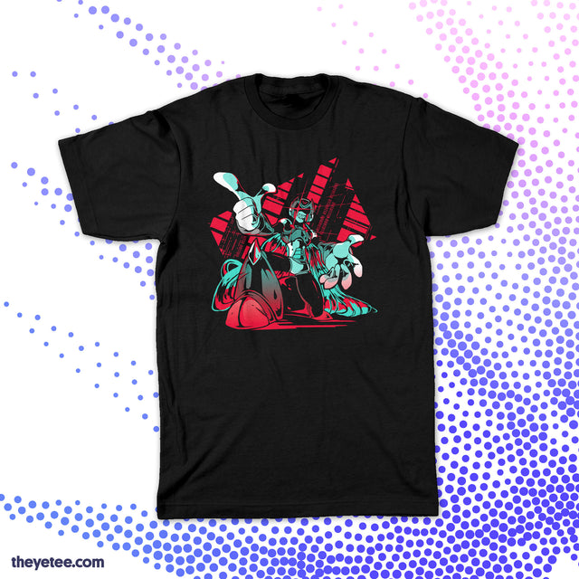 Black Tshirt of Mega Man character Zero kneeled inviting trouble - Let's Fight