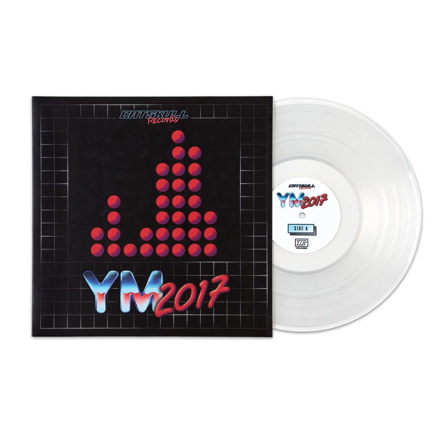 YM2017 - Catskull Records | Side by side photo of the sleeve and vinyl. Vinyl was pressed on clear wax.