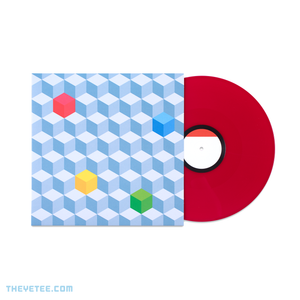 Death Squared red vinyl soundtrack album with cover shows stacked cube effect