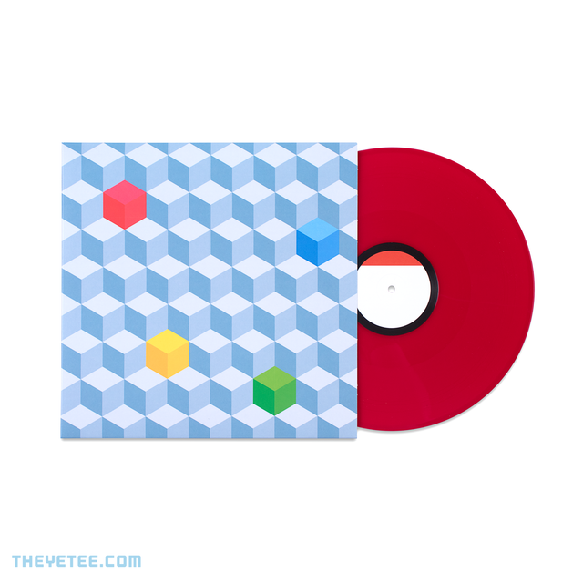 Death Squared red vinyl soundtrack album with cover shows stacked cube effect - Death Squared OST