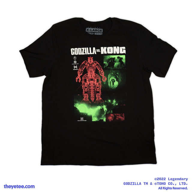 Black Tshirt shows Godzilla and scenes of Godzilla VS Kong - Godzilla vs Kong LOFI