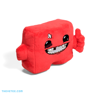 Red Meat Boy plush giving a toothy smile and a thumbs-up. 