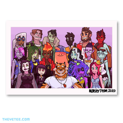 Group photo of 18 Monster Prom characters.