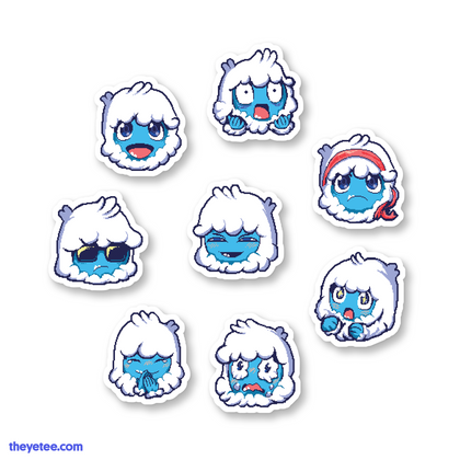 8 vinyl stickers of yetee emoji feelings faces